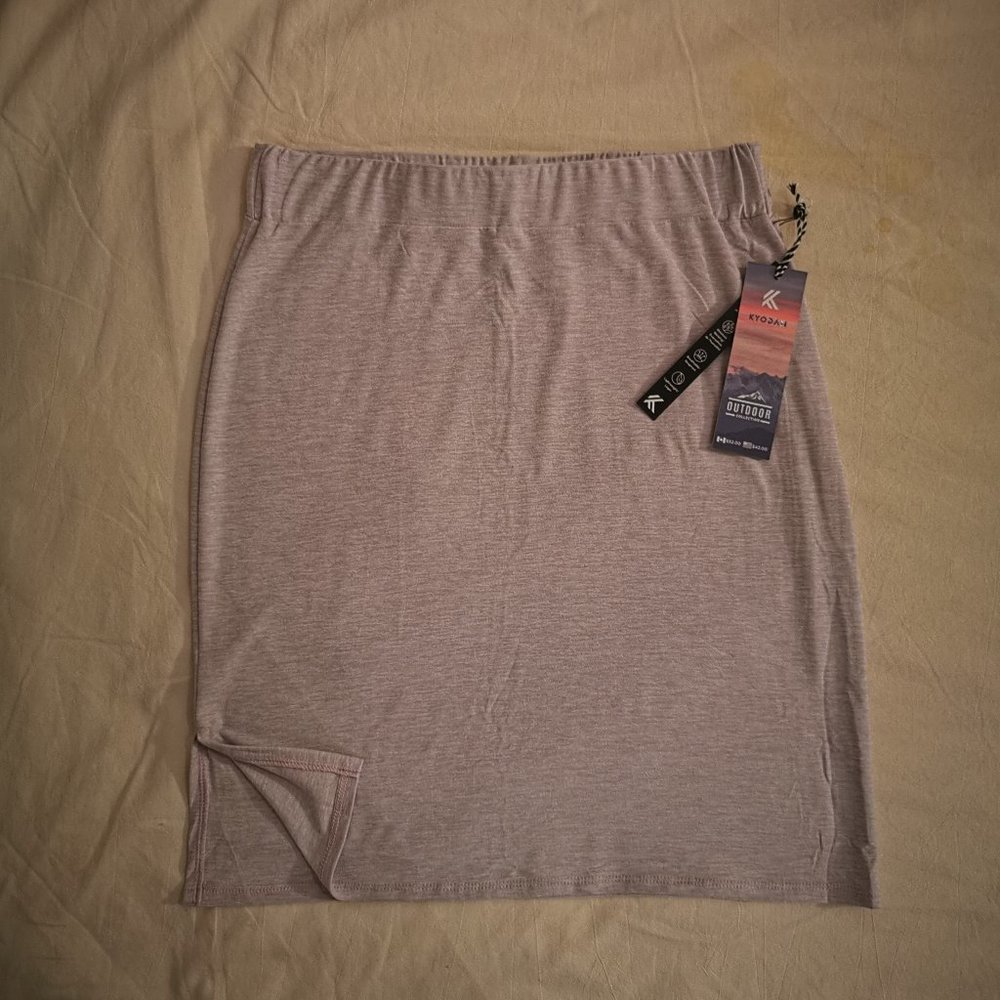 NWT Kyodan athletic sporty stretchy powder pink heather skirt single-slit